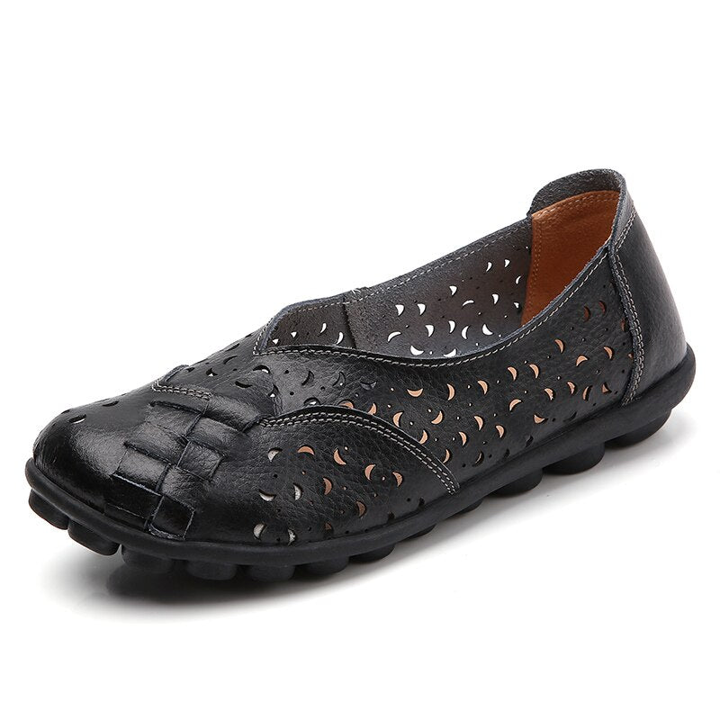 Women Flats Soft Genuine Leather Flat Shoes Woman Loafers-walkjoyful