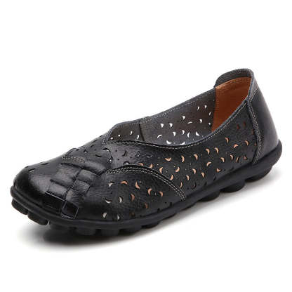 Women Flats Soft Genuine Leather Flat Shoes Woman Loafers-walkjoyful