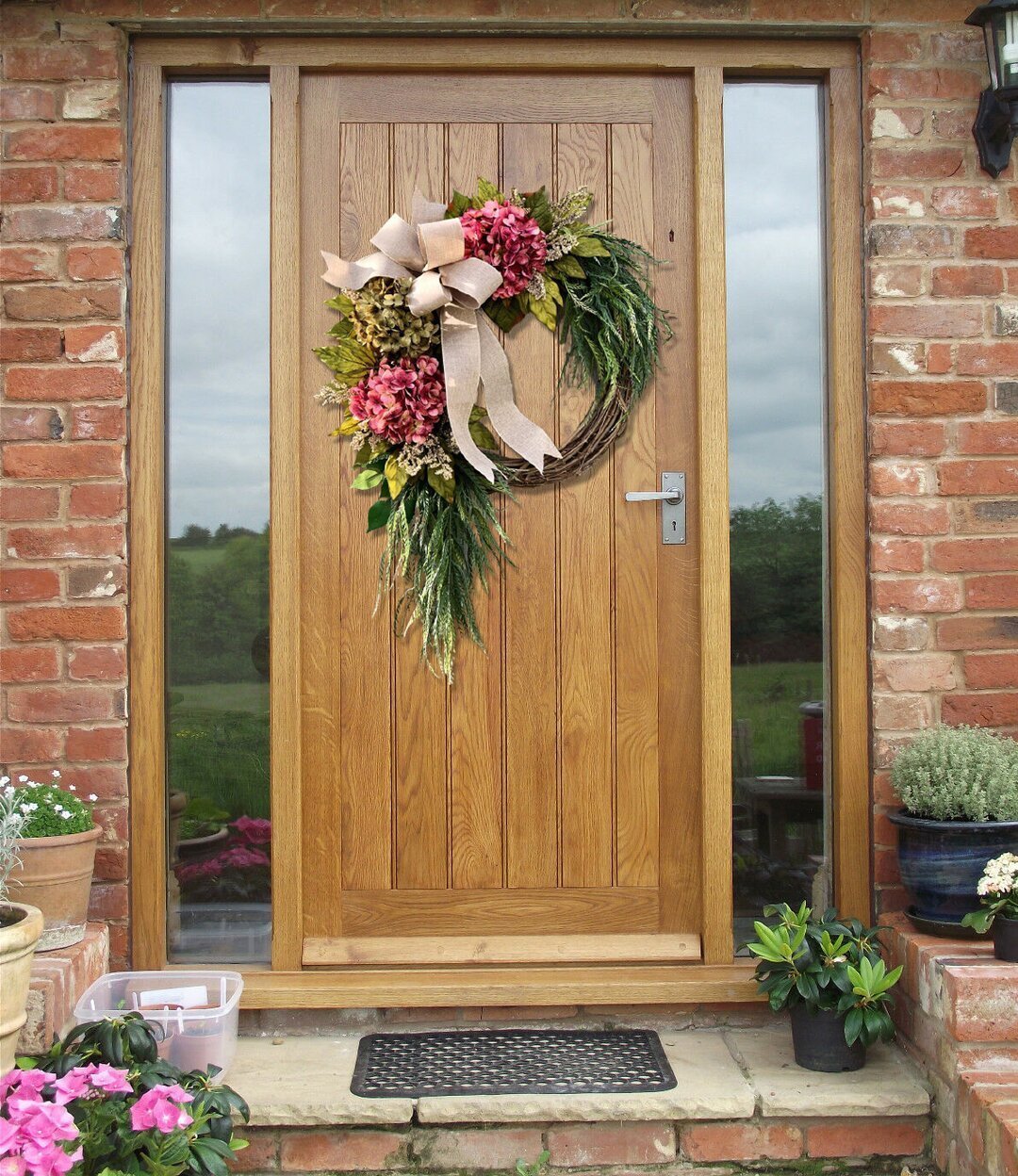 Farmhouse pink hydrangea wreath - Rustic home decor