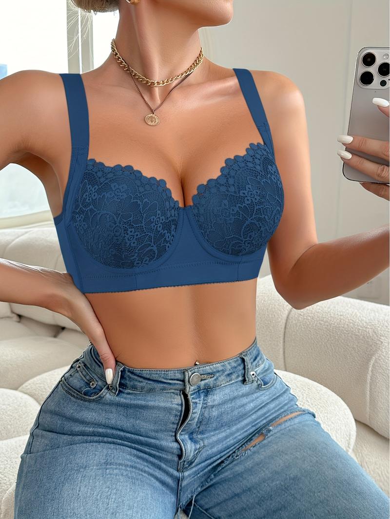 Ecomilky Women's Comfort Push Up Lace Bra with Removable Straps Ecomilky Women's Comfort Push Up Lace Bra with Removable Straps