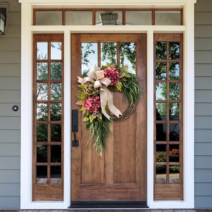 Farmhouse pink hydrangea wreath - Rustic home decor