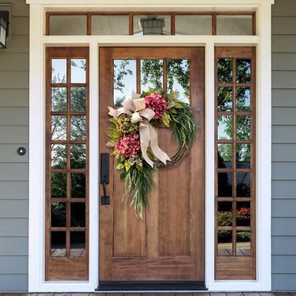 Farmhouse pink hydrangea wreath - Rustic home decor