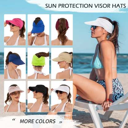 Brimhaven™ – UPF 50+ Wide-Brim Ponytail Sun Visor for Women