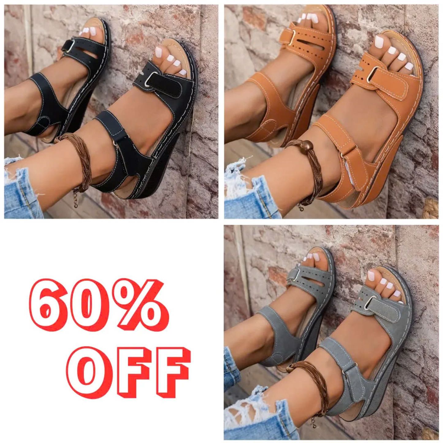 🔥Last Day Deal 70% OFF🔥 - Soft & Stylish Wedge Sandals for Effortless Comfort!