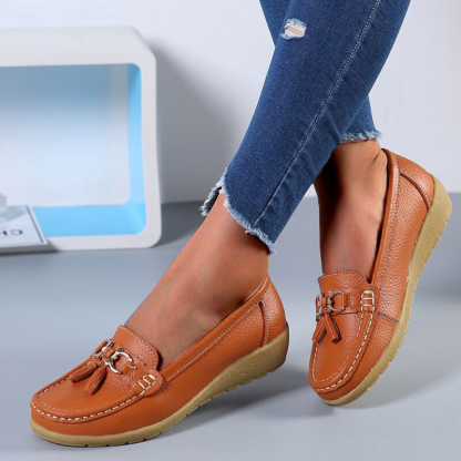 Vanccy-Women Flats Ballet Leather Shoes-walkjoyful