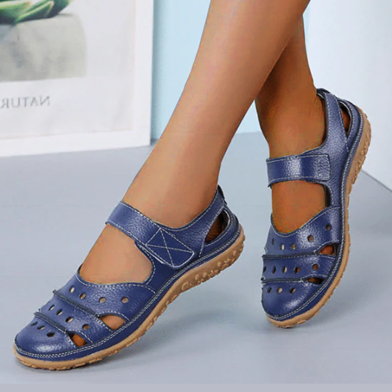 Black Vanccy - Women's Hollow Hook Flat Sandals-walkjoyful