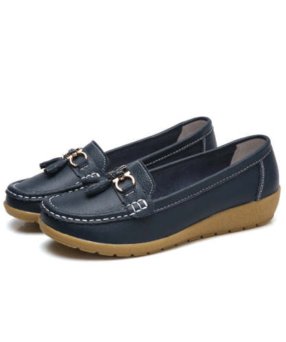 Vanccy-Women Flats Ballet Leather Shoes-walkjoyful
