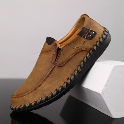 MEN'S LEATHER HAND-STITCHED CASUAL SHOES-walkjoyful