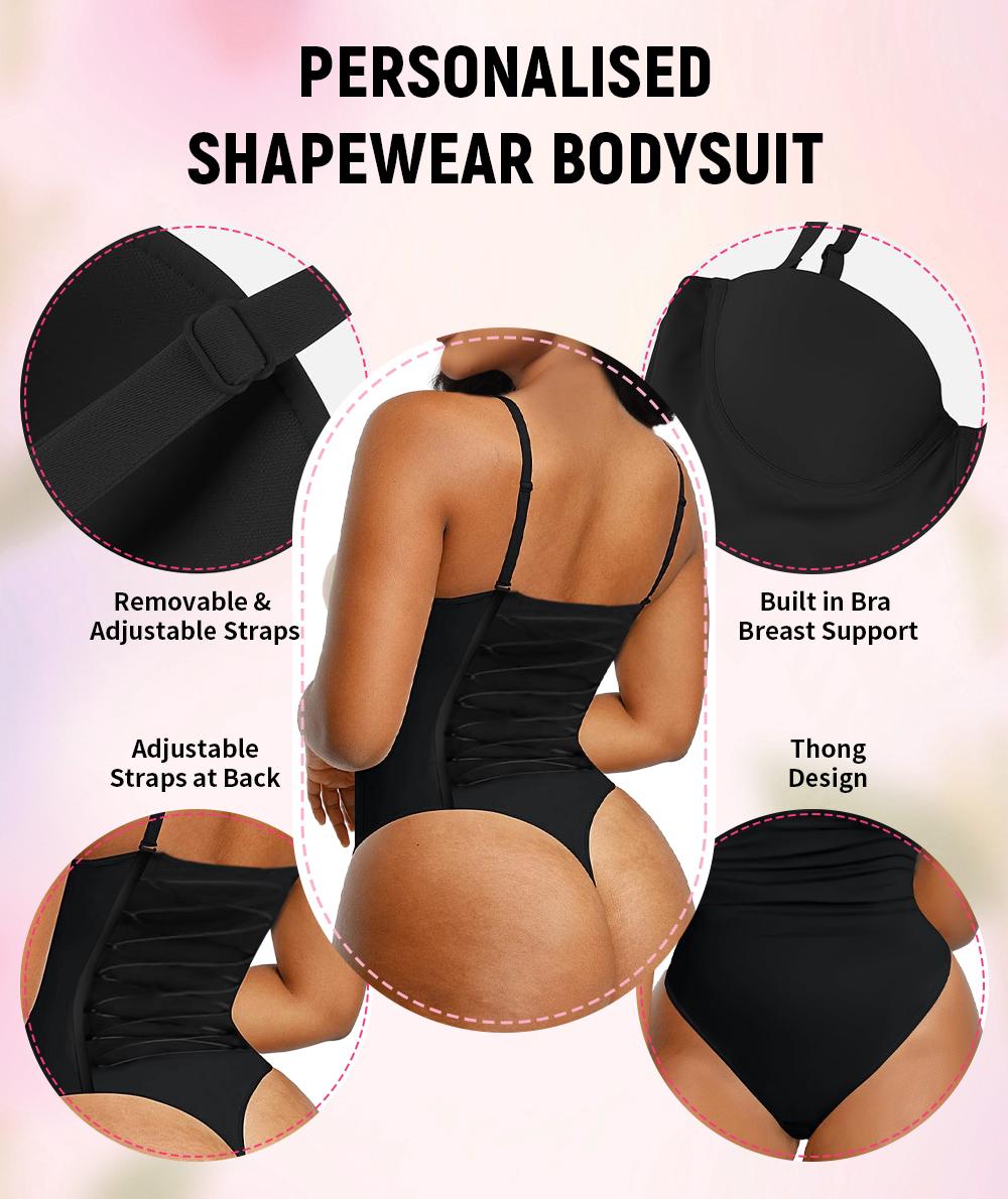 Curveshe Back Lace-up Thong Seamless Light Control Spaghetti Strap Basic Bodysuit Curveshe Back Lace-up Thong Seamless Light Control Spaghetti Strap Basic Bodysuit
