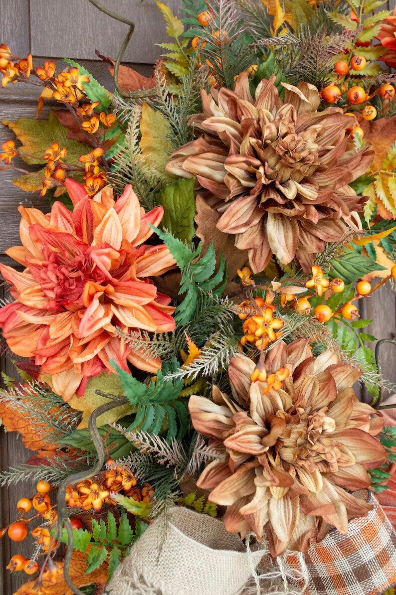 Fall Pumpkin Wreath-Rustic Grapevine Home Decor
