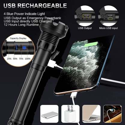 🔥60% OFF🔥 - LED RECHARGEABLE TACTICAL LASER FLASHLIGHT 90000 HIGH LUMENS-walkjoyful