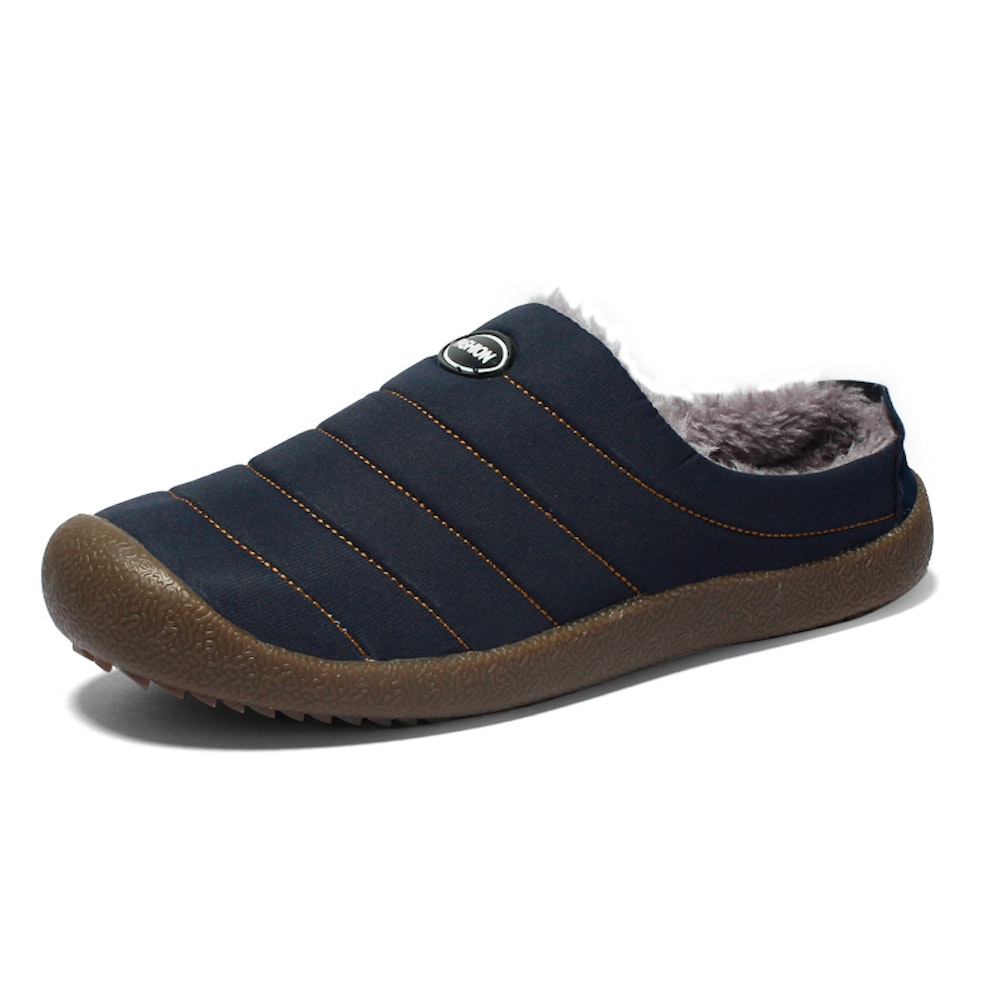 Men's Winter Water-resistant Fur-lined Flat Othopedic Slippers