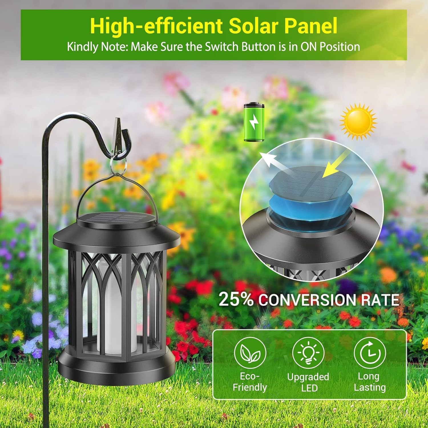 ✨🔥 Upgraded Flickering Flame Solar Lantern Outdoor Waterproof Light