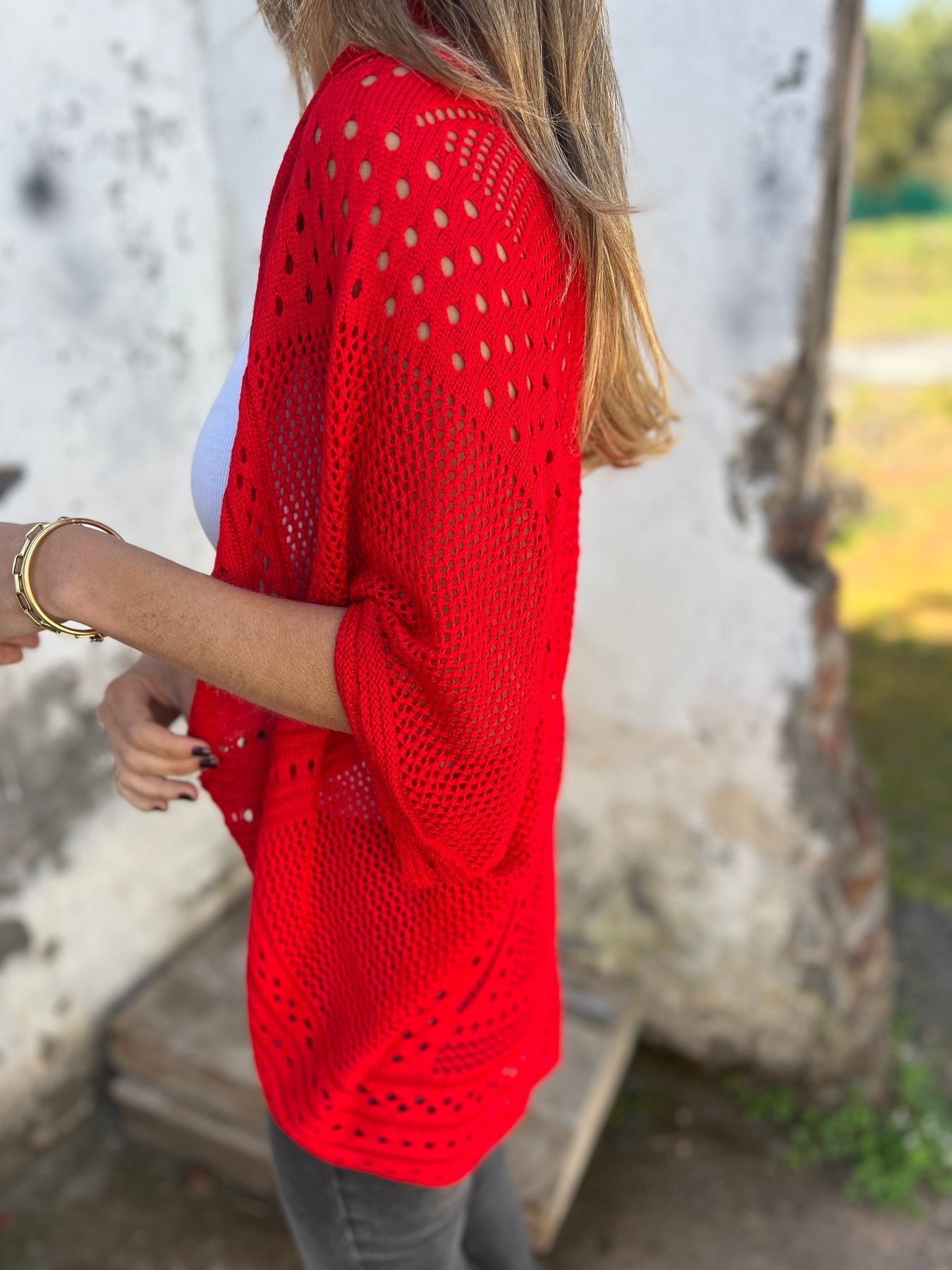 Hollow Half Sleeve Cardigan