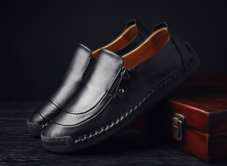 🔥Hot Sale🎁--70% OFF 🎉Mens Handmade Side Zipper Casual Comfy Leather Slip On Loafers-burnzay