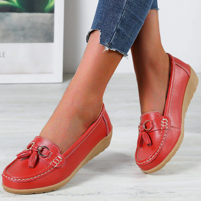 Vanccy-Women Flats Ballet Leather Shoes-walkjoyful