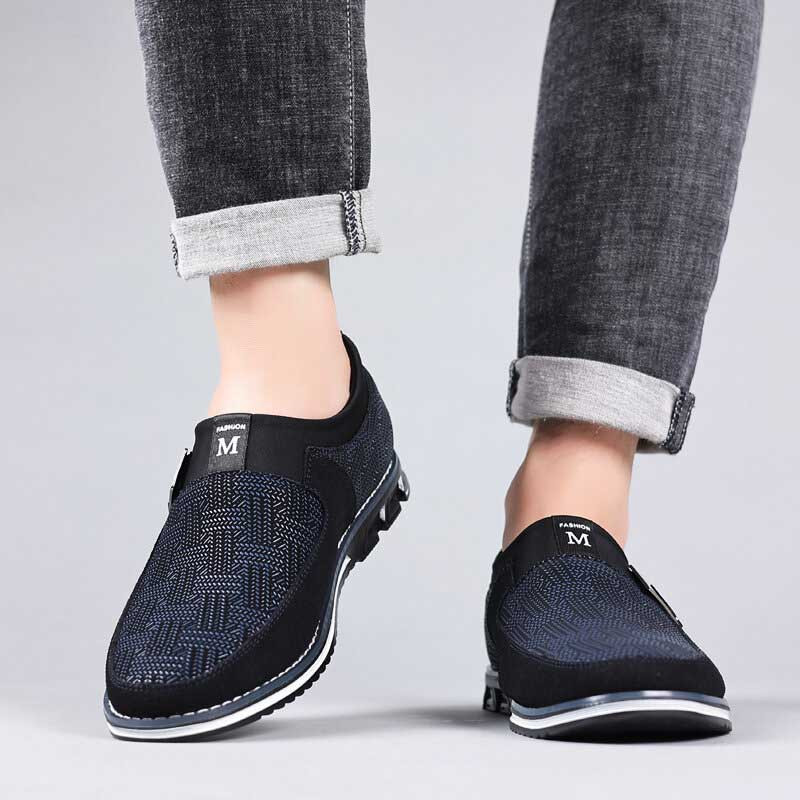 Men Business Casual Comfy Leather Slip On Shoes-burnzay