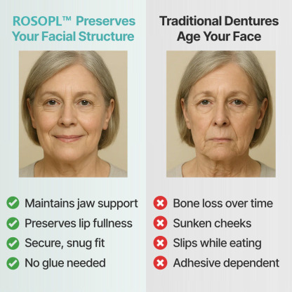 ROSOPL DENTURES-Boil-and-Bite Functional Denture, Self-fit at Home, Fully Adjustable for Narrow or Wide Arches, Long or Short-term Solution, Eat, Drink and Smile Confidently