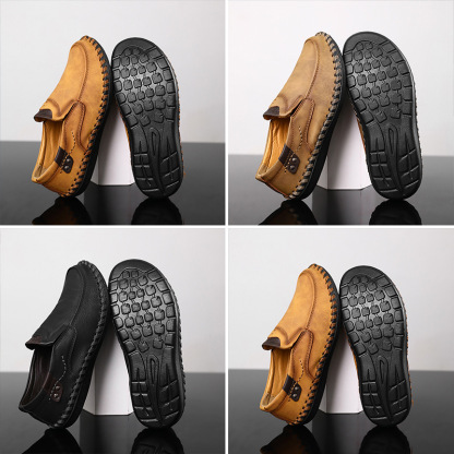 MEN'S LEATHER HAND-STITCHED CASUAL SHOES-walkjoyful