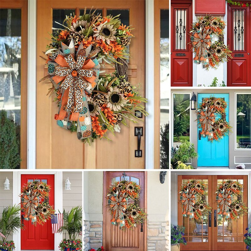Leopard Sunflower Wreath-Rustic Grapevine Home Decor
