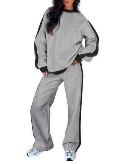 Women's Fleece Loose Fit Cozy Sweatshirt & Straight Leg Sweatpants Matching Sets