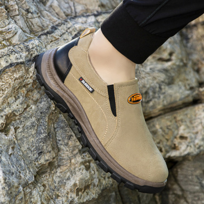 (⏰Limited Time 70% Discount off)Men's Outdoor Breathable Genuine Leather Shoes Non-slip Slip-On Shoes Arch Support Orthopedic Shoes-walkjoyful