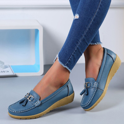 Vanccy-Women Flats Ballet Leather Shoes-walkjoyful