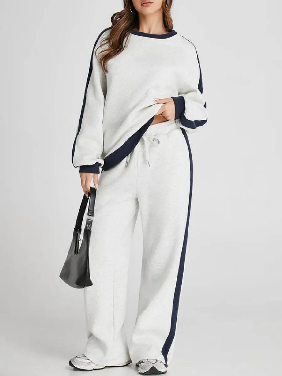 Women's Fleece Loose Fit Cozy Sweatshirt & Straight Leg Sweatpants Matching Sets