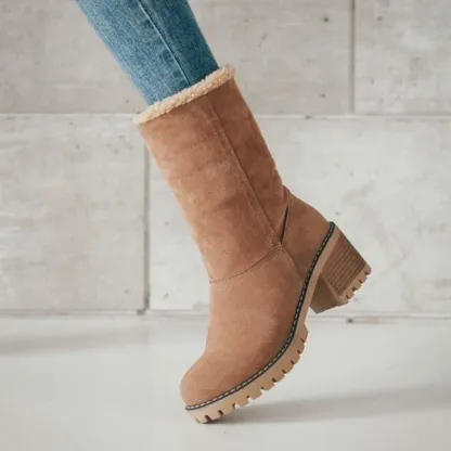 Women Two Ways Wear Warm Square Heels Snow Boots