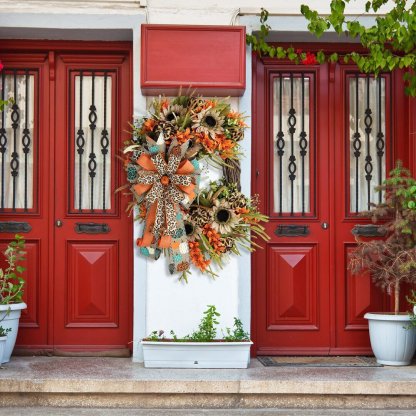 Leopard Sunflower Wreath-Rustic Grapevine Home Decor