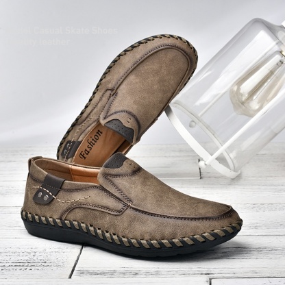 🔥Hot Sale🎁--60% OFF 🎉Mens Handmade Side Zipper Casual Comfy Leather Slip On Loafer-burnzay
