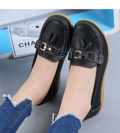 Vanccy-Women Flats Ballet Leather Shoes-walkjoyful