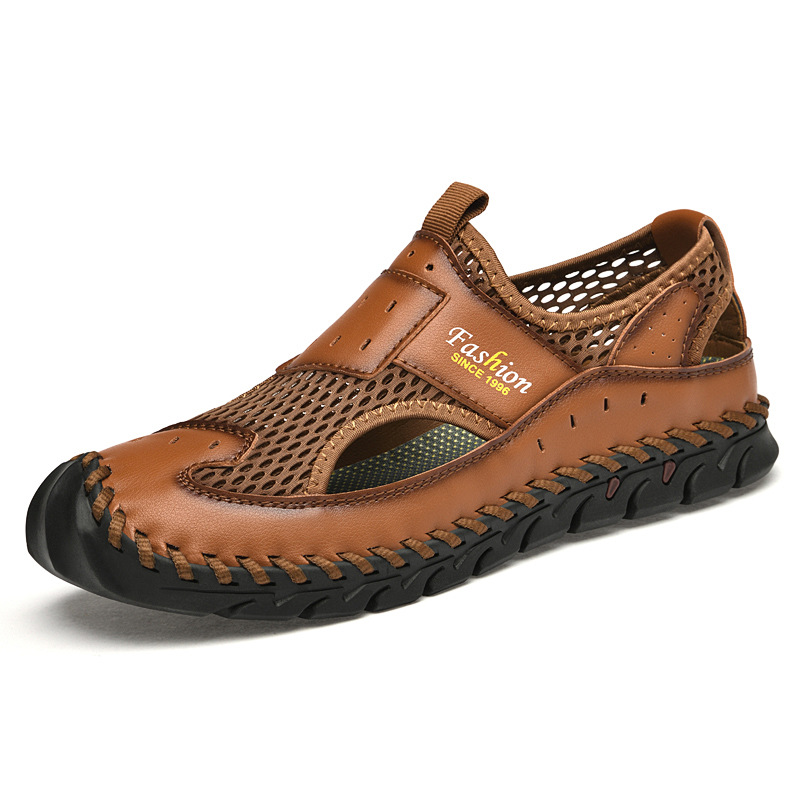  Men's handmade genuine leather ultra-light slip-on shoes