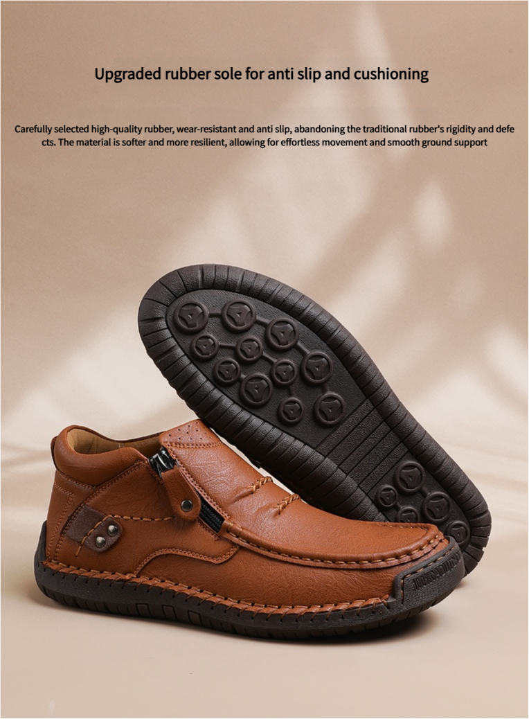 ⏰Limited Time Sale 50% OFF - Men&rsquo;s Handmade Premium Leather Slip-On Driving Boots &ndash; Wide Toe, Arch Support