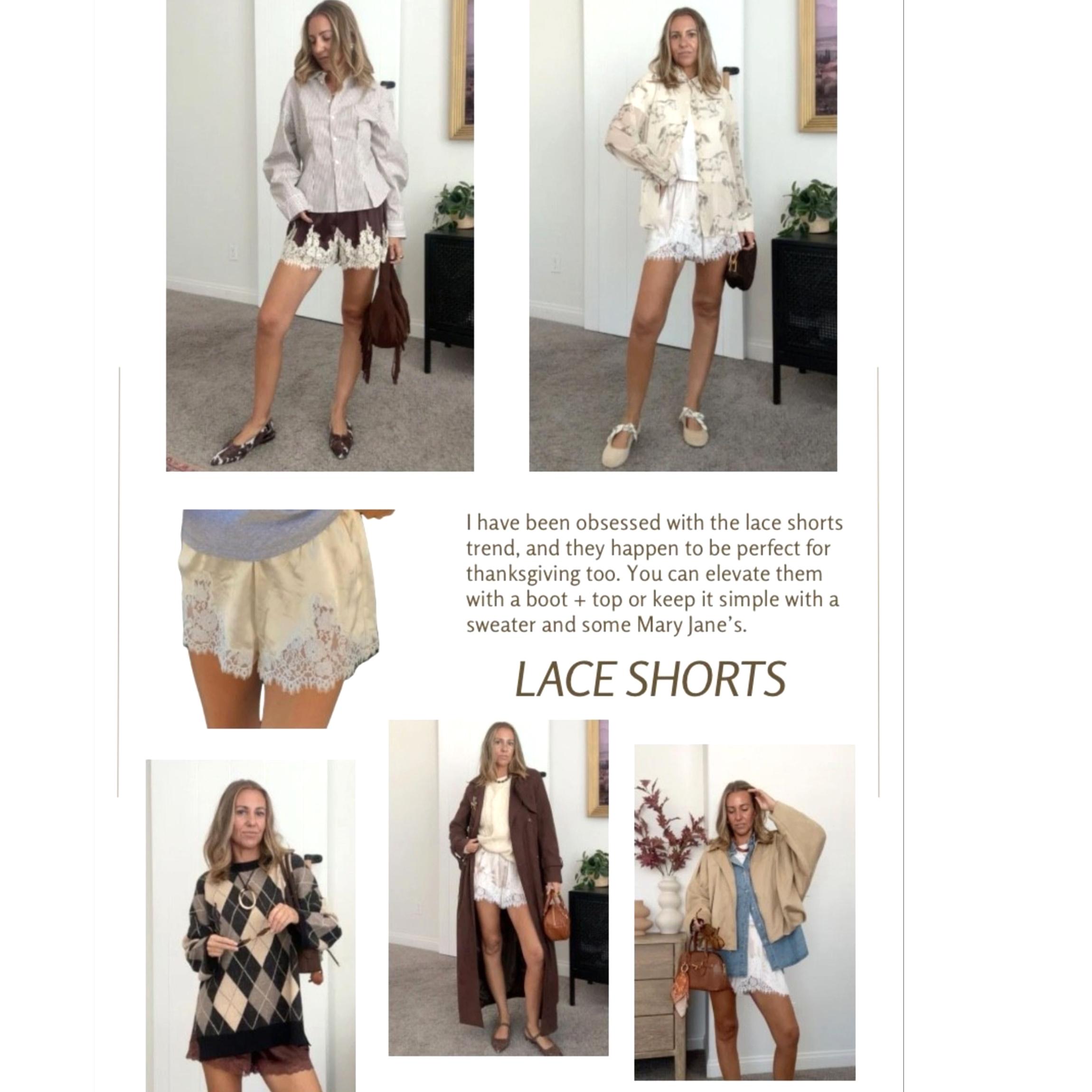 Buenoble Silky Lace Trim Shorts for Women Elegant Satin Lounge Shorts Fall Winter Chic OOTD