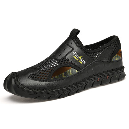  Men's handmade genuine leather ultra-light slip-on shoes