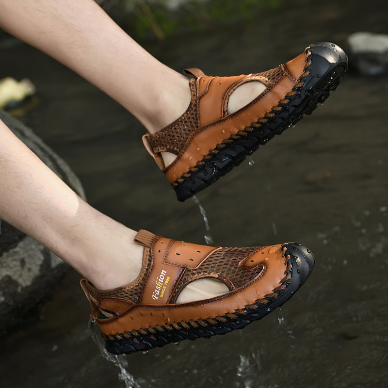 Men's handmade genuine leather ultra-light slip-on shoes