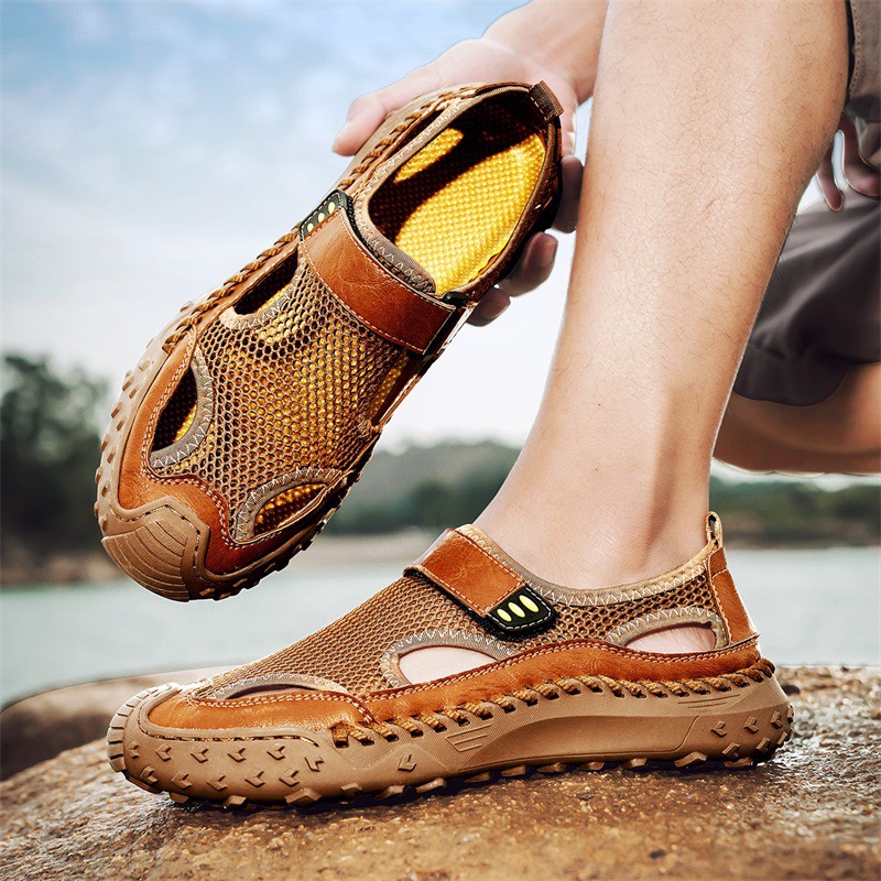 ⏰Last Day! 45% OFF  🔥Men's  Handmade Cowhide Breathable Mesh Sandals