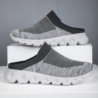 MEN'S SUMMER CASUAL FLYING WOVEN BREATHABLE HALF SLIPPERS