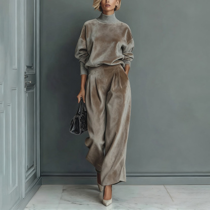 📢📢50% OFF NOW! ⏳Women’s Casual Warm Top & Wide Leg Pants 2-Piece Set