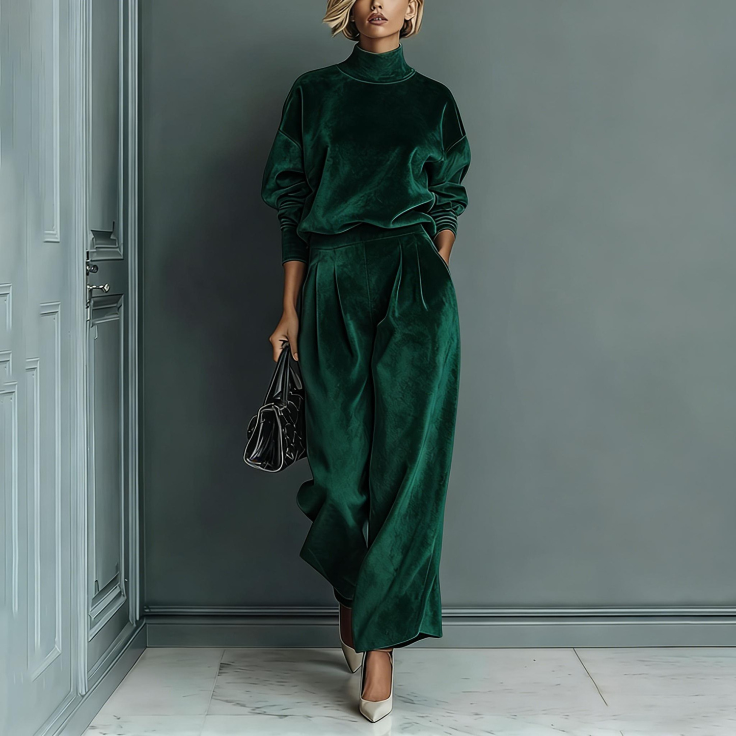📢📢50% OFF NOW! ⏳Women’s Casual Warm Top & Wide Leg Pants 2-Piece Set
