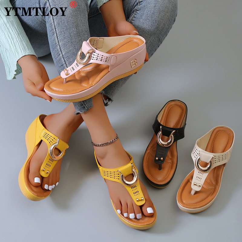 🎁 Rome Summer Women Flip Flops Wedges 🎁 Thick Slippers(Buy Two Free Shipping)-burnzay
