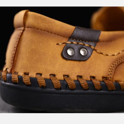 MEN'S LEATHER HAND-STITCHED CASUAL SHOES-walkjoyful