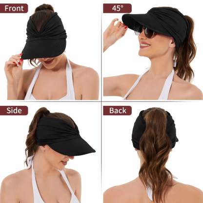 Brimhaven™ – UPF 50+ Wide-Brim Ponytail Sun Visor for Women