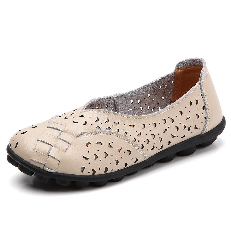 Women Flats Soft Genuine Leather Flat Shoes Woman Loafers-walkjoyful