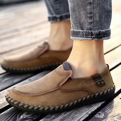 MEN'S LEATHER HAND-STITCHED CASUAL SHOES-walkjoyful