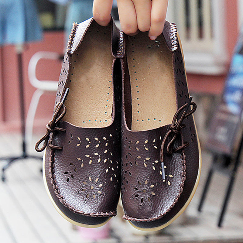 Vanccy- Leather Loafers Flats-walkjoyful