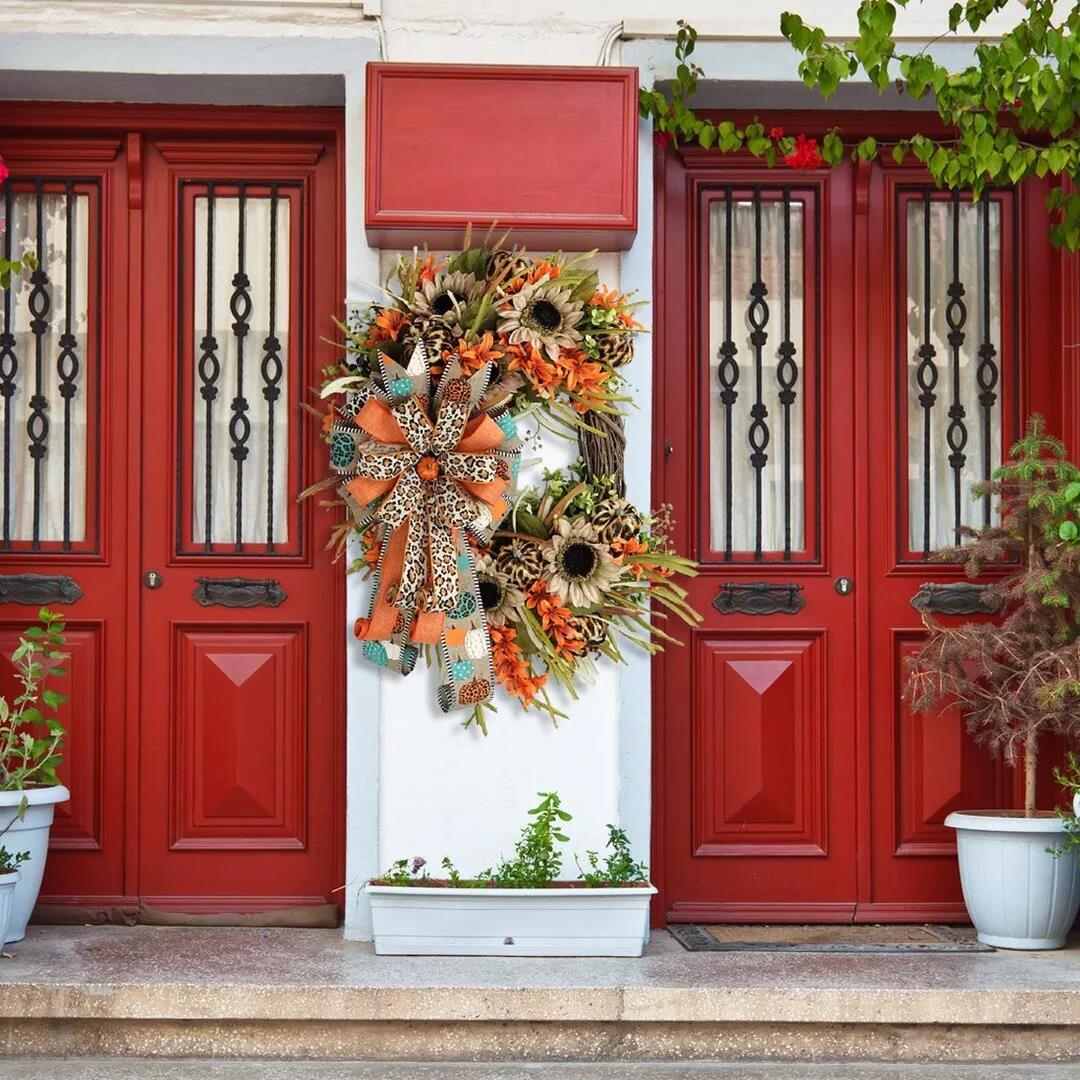 🍁Leopard Sunflower Wreath-Rustic Grapevine Home Decor