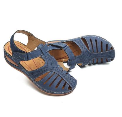 Vanccy - Soft PU Leather Closed Toe Vintage Anti-Slip Sandals-walkjoyful