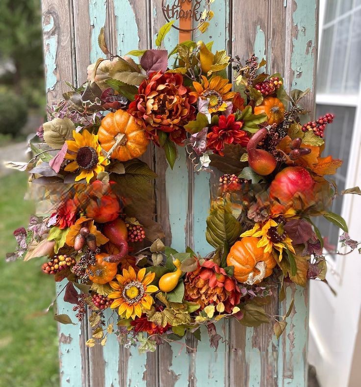 Fall Peony and Pumpkin Wreath - Year Round Wreath 4
